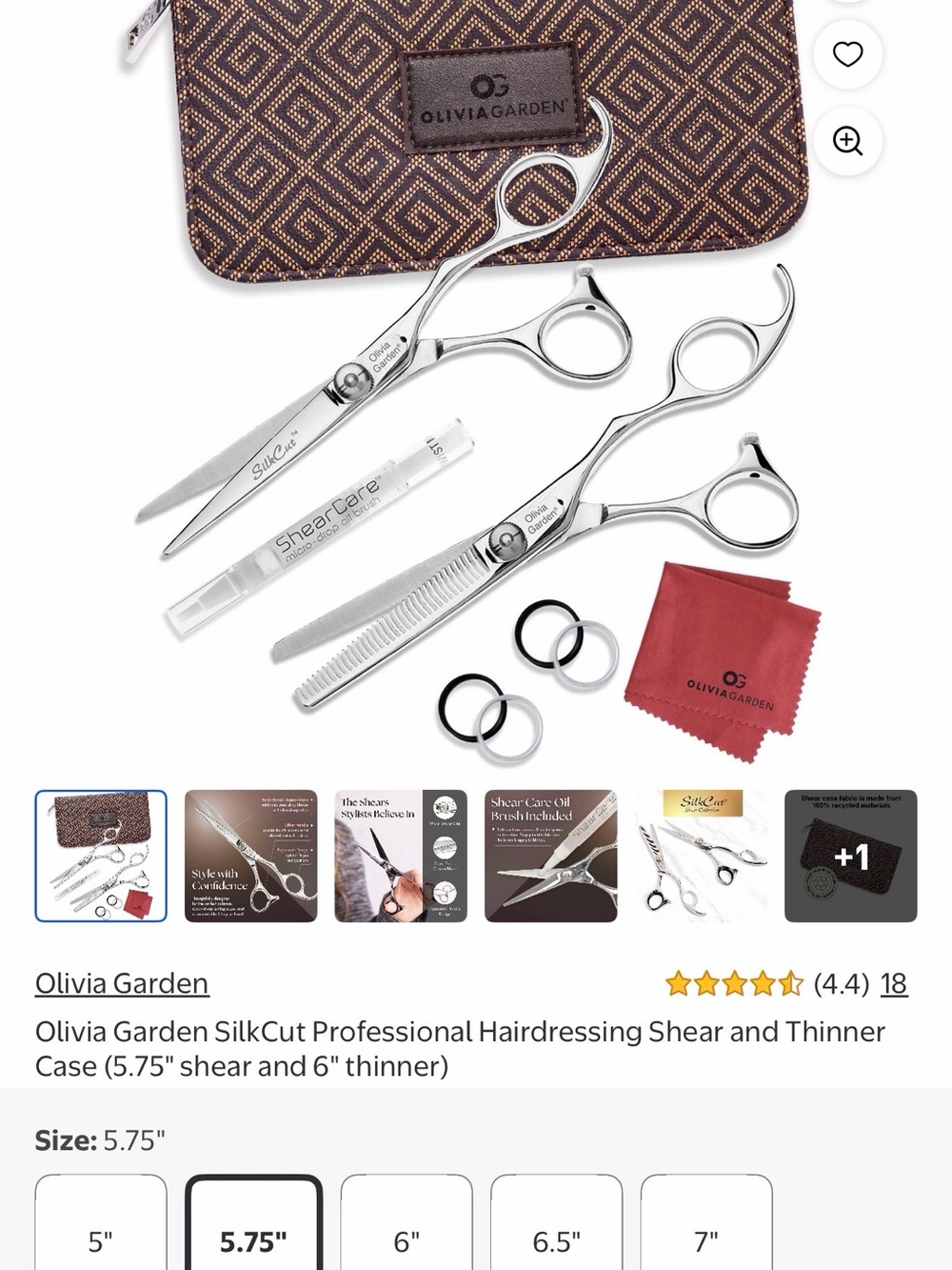 Olivia Garden SilkCut Professional Hairdressing Shear & Thinner — Silver